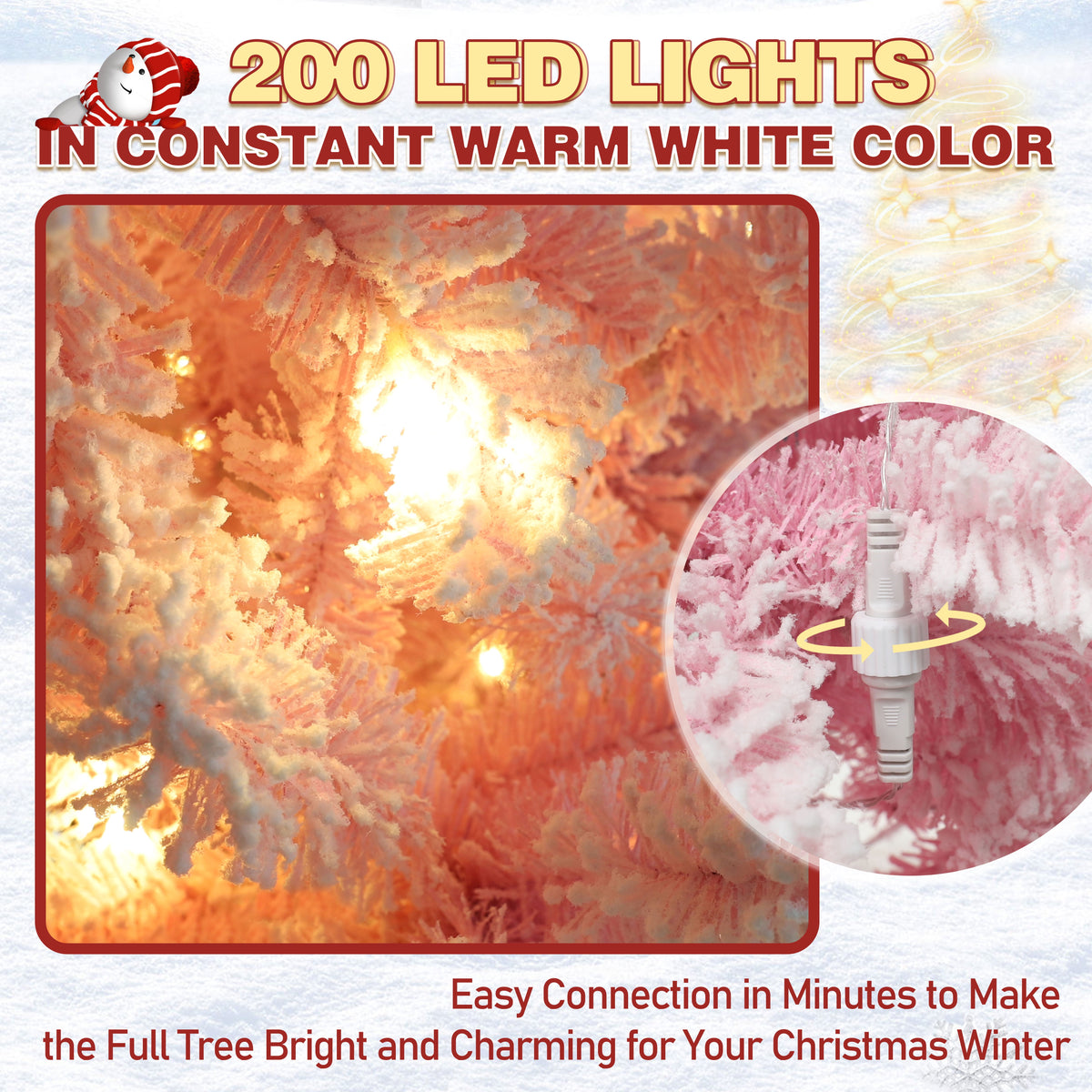 VEIKOUS 6.5ft Pre-lit Pencil Christmas Tree Slim w/250 LED Lights & Metal Stand, Green