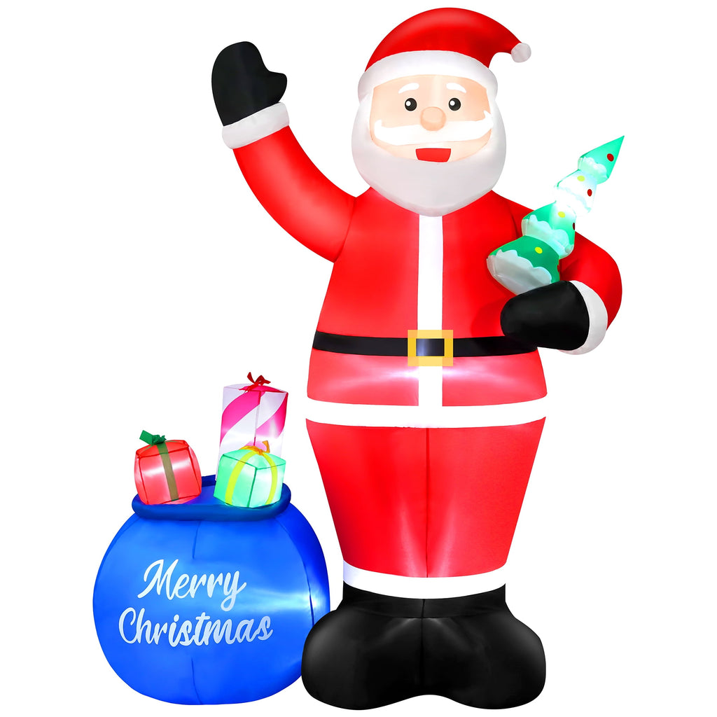 Yexmas 8FT Christmas Inflatable Santa Claus Outdoor Decorations,Blow Up Santa Claus with Gifts Bag, Built-in Brilliant LED Lights Xmas Inflatables Yard Decor