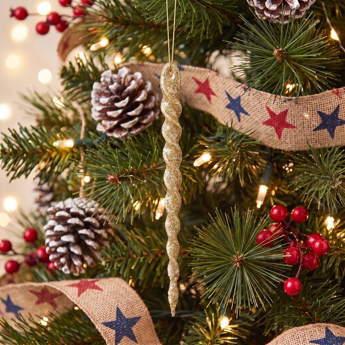24-Count Red Glitter Icicle Christmas Ornaments, 5.3", by Holiday Time