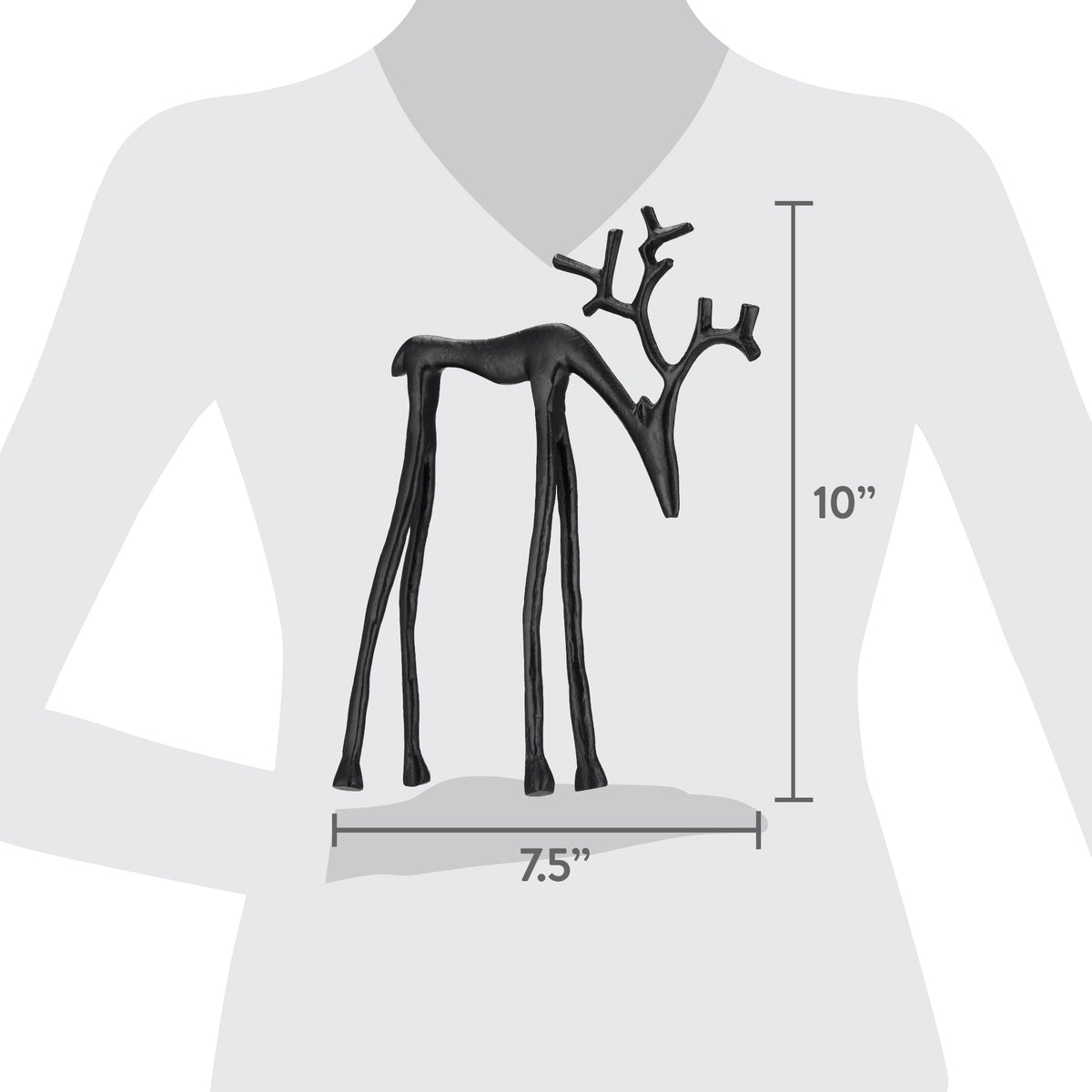 Small Metal Deer Christmas Decoration, Black, 10", by Holiday Time