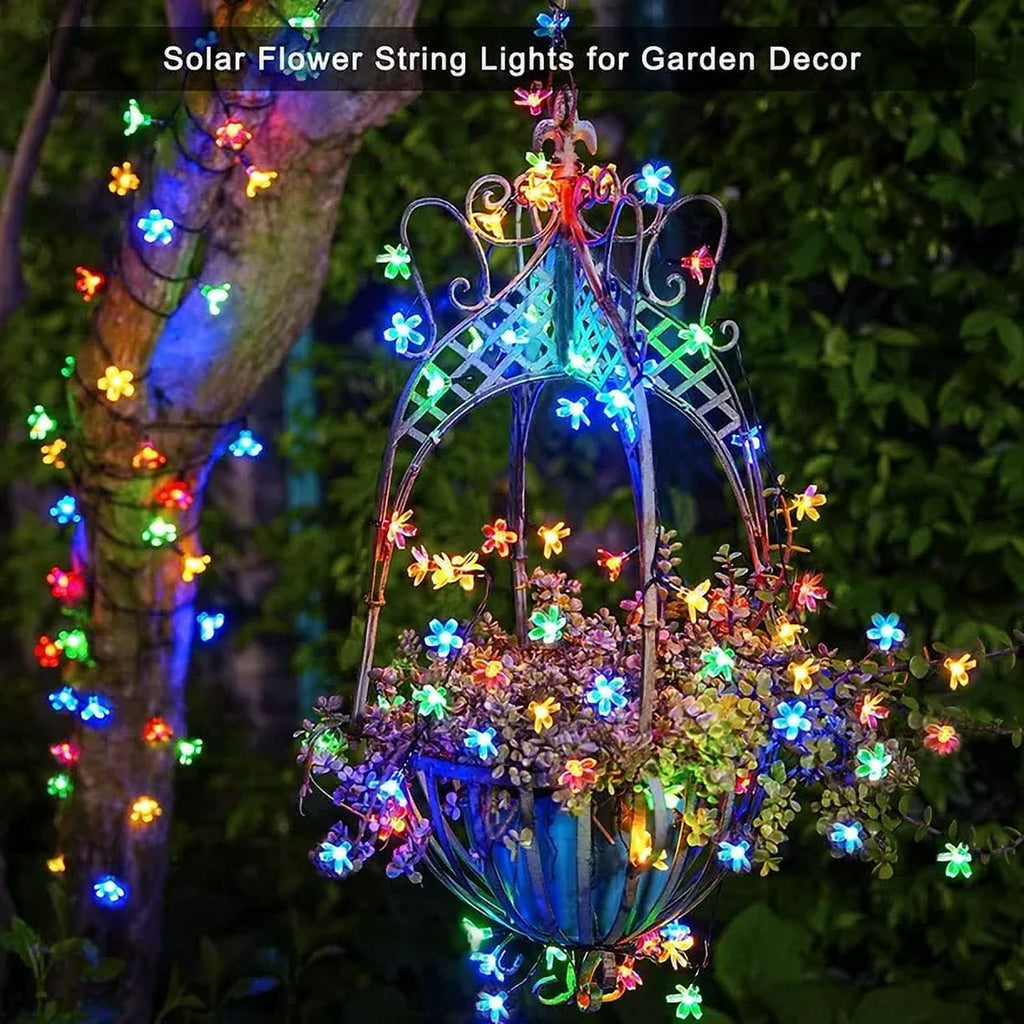Solar Flower String Lights, Cherry Blossoms Solar Fairy Light,23ft 50 LED Outdoor Waterproof String Lights for Christmas Tree, Home, Garden, Wedding, Patio, Party Decorations(pink)