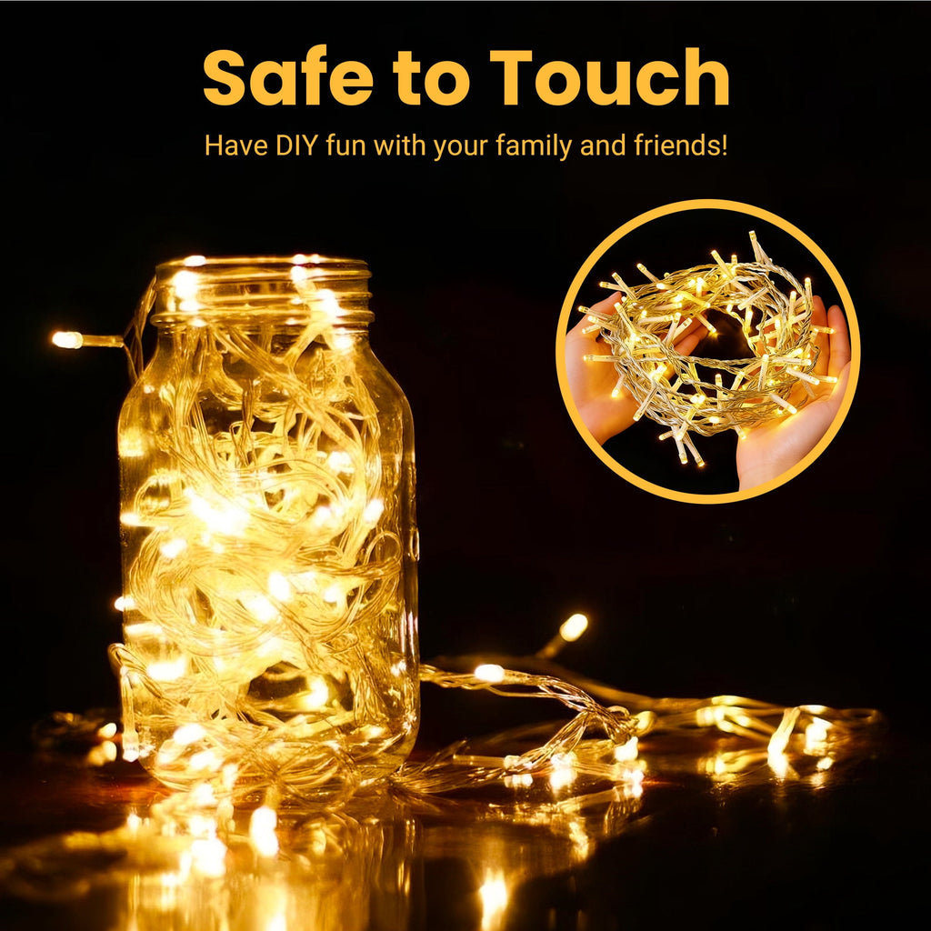 DAYBETTER 35FT Fairy Lights Plug In, 100 Led Starry Twinkle String Lights, 8 Lighting Modes, for Wedding, Indoor, Outdoor, Christmas, Patio, Garden Decoration, Warm White