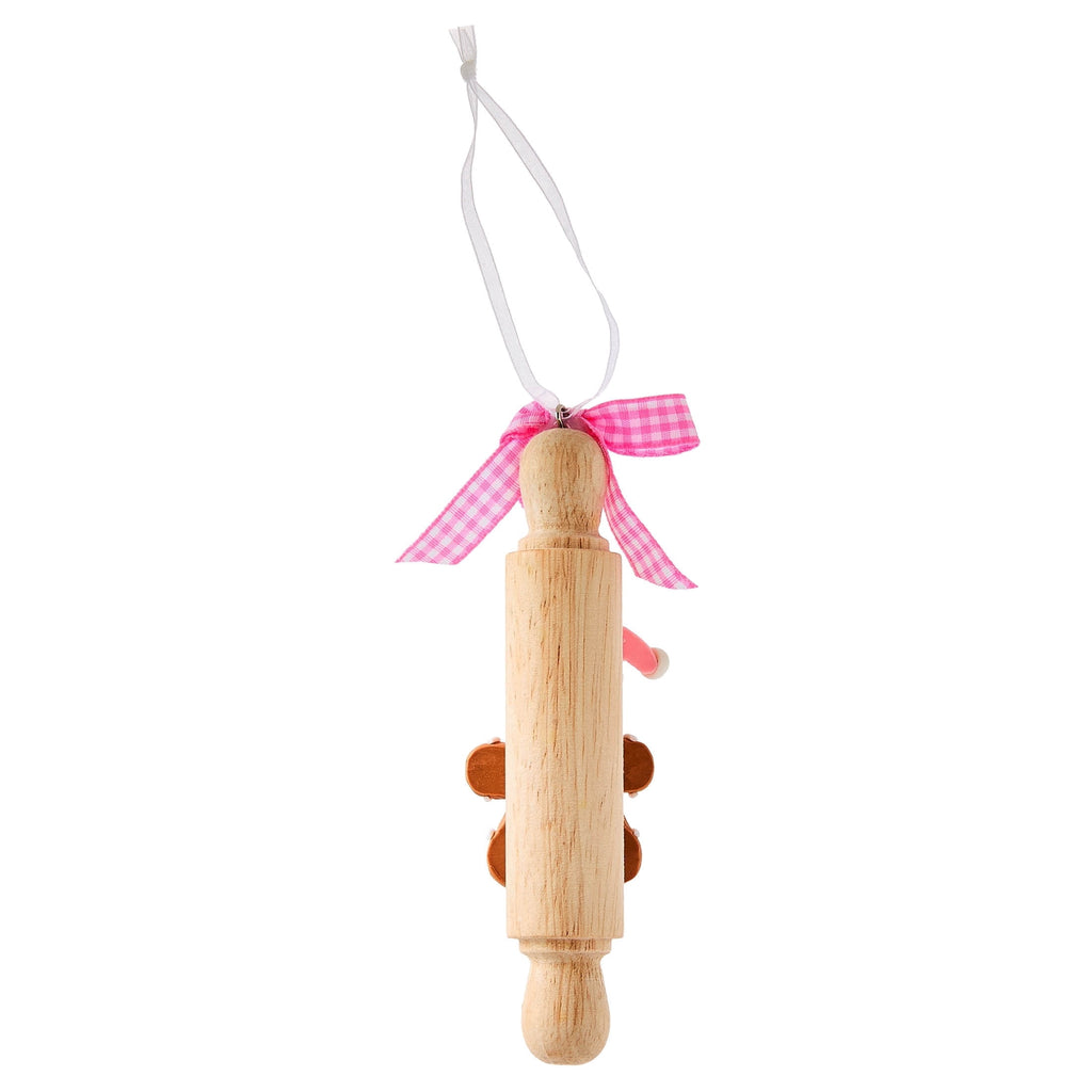 Pink and White Clay Dough Gingerbread Rolling Pin Christmas Ornament, 5.3", by Holiday Time