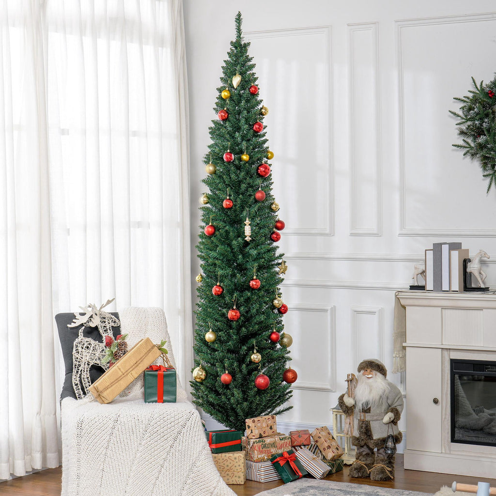 Kadyn Christmas Tree, Xmas Trees,6' Artificial Pencil Christmas Tree with 390 Realistic Branch Tips and Plastic Stand, Silver