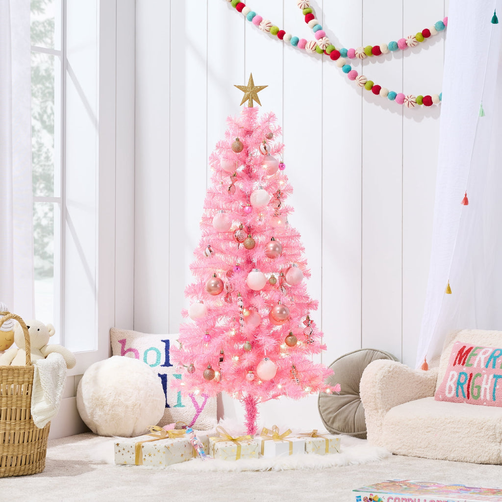 Best Choice Products 4ft Prelit Colored Christmas Tree, Artificial Tree Holiday Decor w/ 70 LED Lights - Baby Blue Tinsel