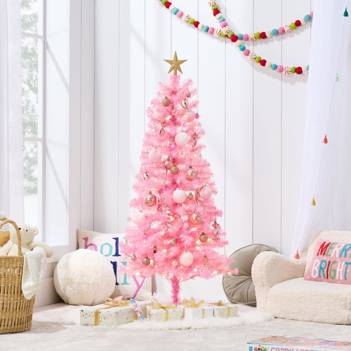 Best Choice Products 4ft Prelit Colored Christmas Tree, Artificial Tree Holiday Decor w/ 70 LED Lights - Baby Blue Tinsel