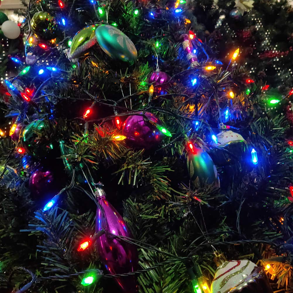LOENDE Christmas Lights, 34ft 100 LED Outdoor String Light, 3AA Battery Operated String Light for Home Garden Xmas Tree Decor, 2 Pack