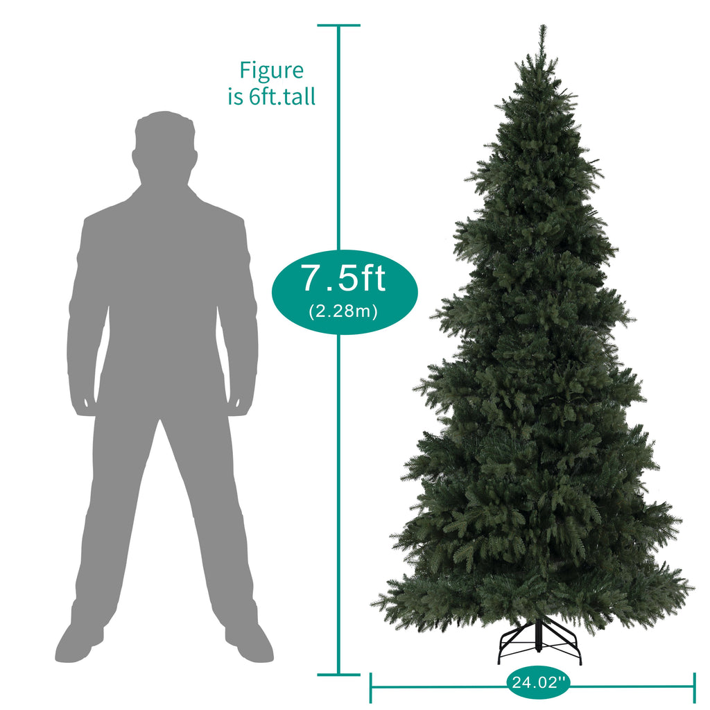 Naomi Home 4.5ft Rustic Christmas Tree with Lights, Realistic Classic Christmas Tree Prelit with 1117 Branch Tips, 300 Warm Lights and Metal Stand, Aritificial Christmas Tree