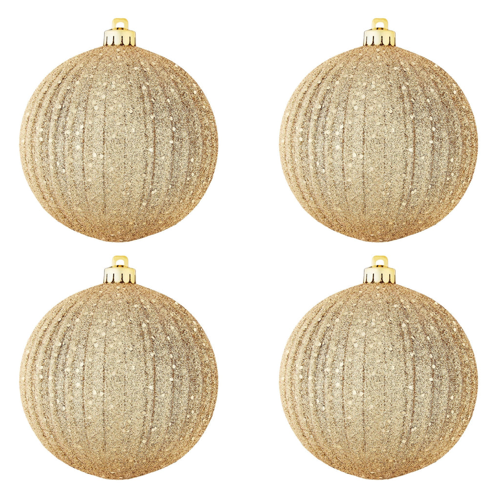 4-Count Champagne and Cream Ball Shatterproof Christmas Ornaments, 6", by Holiday Time