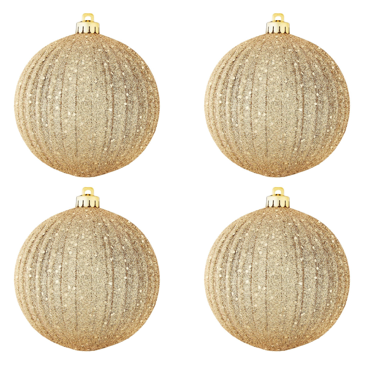 4-Count Champagne and Cream Ball Shatterproof Christmas Ornaments, 6", by Holiday Time