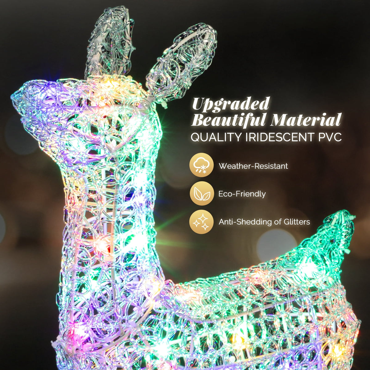 Ktaxon Christmas Outdoor Decor 4FT Lighted Reindeer Set 3Pcs Yard Deer Decorations LED Lights - Gold