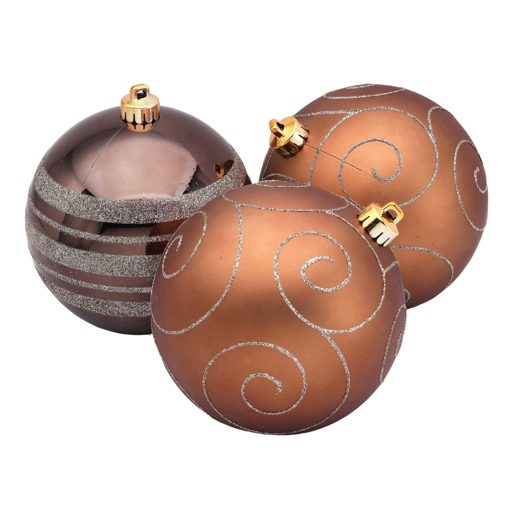 4-Count Champagne and Cream Ball Shatterproof Christmas Ornaments, 6", by Holiday Time