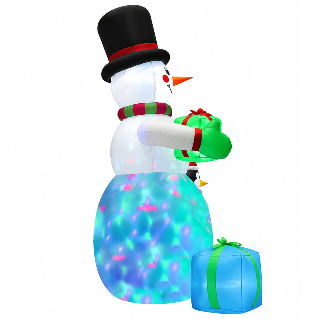 Yexmas 6FT Christmas Inflatables Snowman Blow Up Yard Decor with 360 Rotation Colorful Projector LED Light for Outdoor Christmas Party ,Garden and Lawn