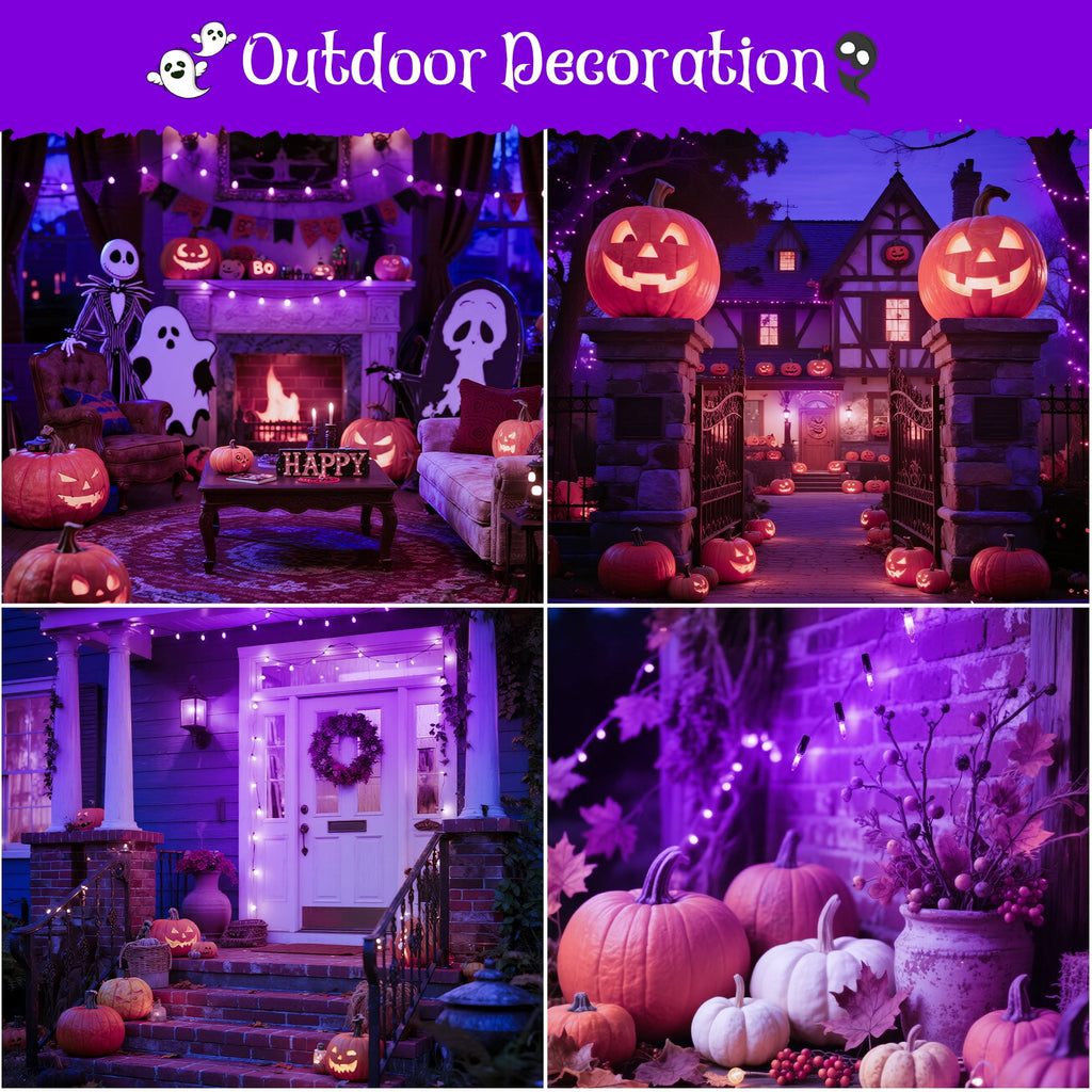 DAYBETTER Halloween String Lights, 32.8ft 100ct Incandescent Mini Lights, with 100 Count Purple Waterproof Bulbs, for Party, Yard, Christmas Tree, Halloween Decorations