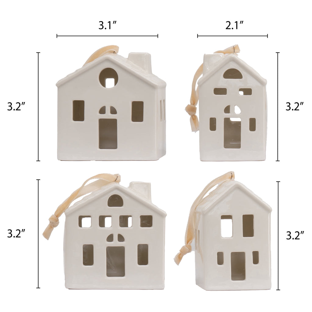 My Texas House 4-Count White House Christmas Ornaments