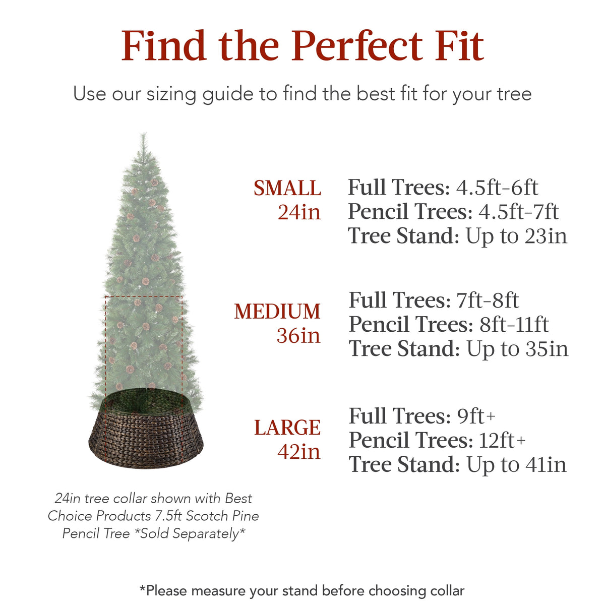 Best Choice Products 24in Woven Hyacinth Christmas Tree Collar, Tree Skirt Accessory w/ Cord Cut-Out - Chestnut