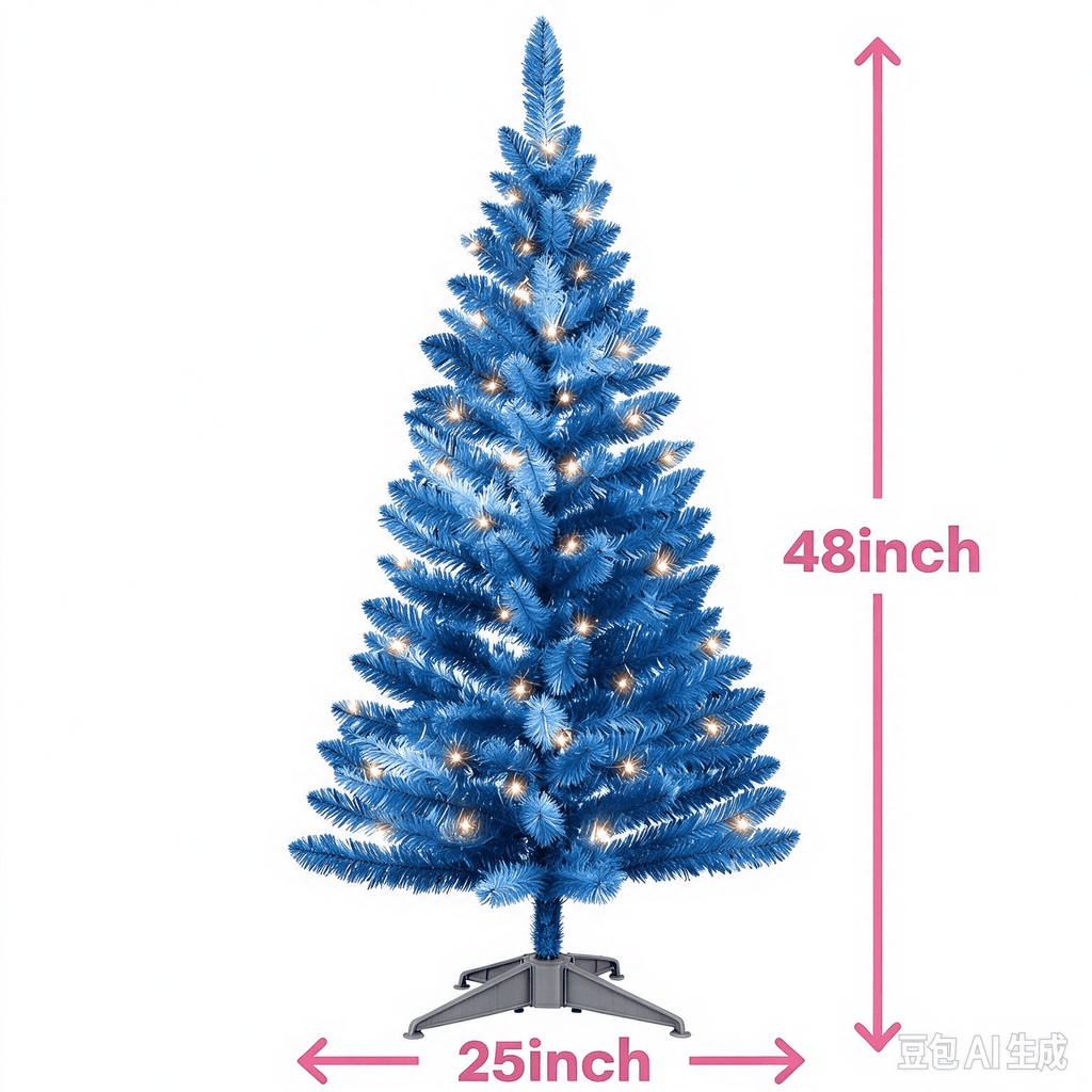 Cowin 4ft Artificial Christmas Tree,Pre-lit Tinsel Pine Spruce Tree, Small Xmas Tree for Home, Office and Party,White