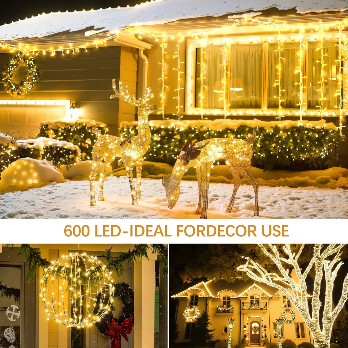 Scidweet Christmas String Lights, 196 FT 600 LED Twinkle Fairy Christmas Light with Remote for Indoor Outdoor Wedding Home Holiday Xmas Tree Decor, White