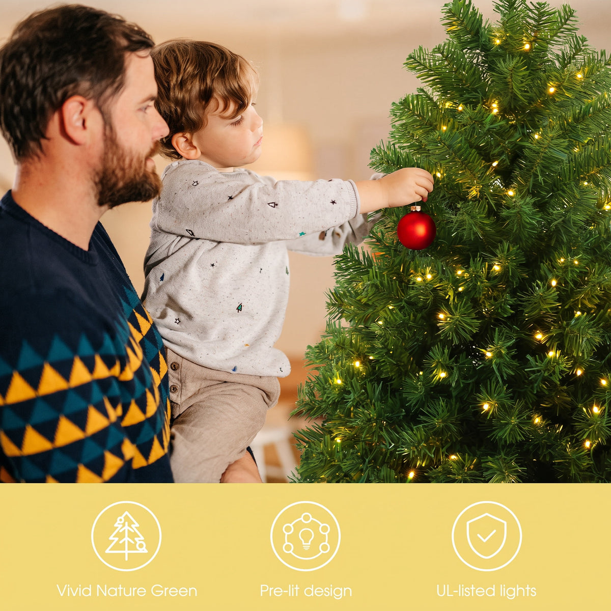 Legooin 6FT Pre lit 300 Multicolored LED Lights, Artificial Christmas Tree, Easy Assembly, 800 PVC Tips, Premium Hinged Green Spruce