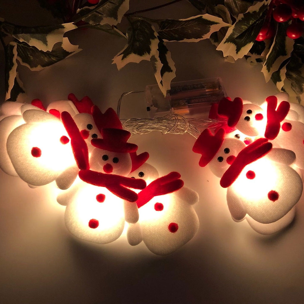 Tiitstoy Christmas Snowman String Lights, 10 LED 5.1ft Waterproof Light Up String Lights, Short Plush Lights for Christmas Decorations Christmas Tree Holiday Party Decoration