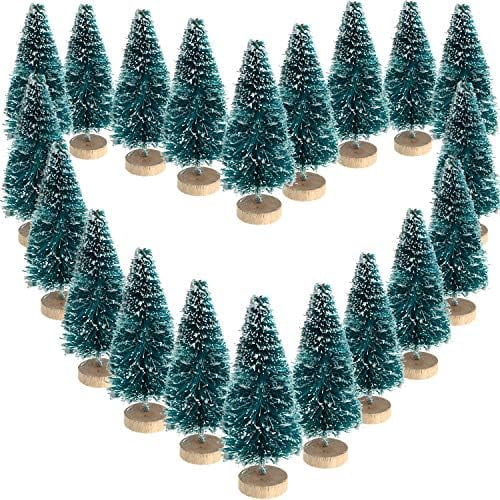48 Pcs Mini Christmas Trees, Artificial Sisal Mini Pine, Blue Green