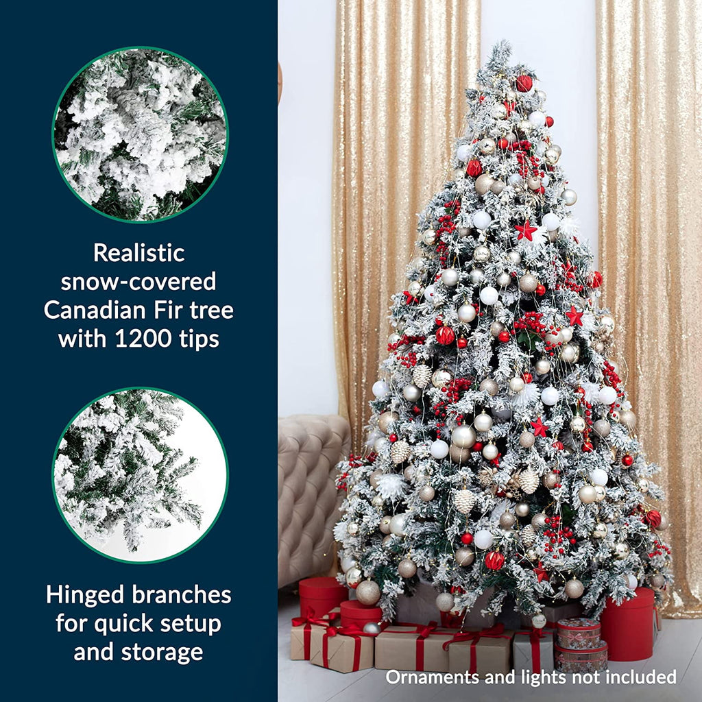 Prextex Christmas Tree Fully Decorated Pre-lit 6 Ft Pull Up Pop Up Out of Box Ready Minimal Assembly Needed Holiday Decorations w/ 350 Warm Lights with Stand