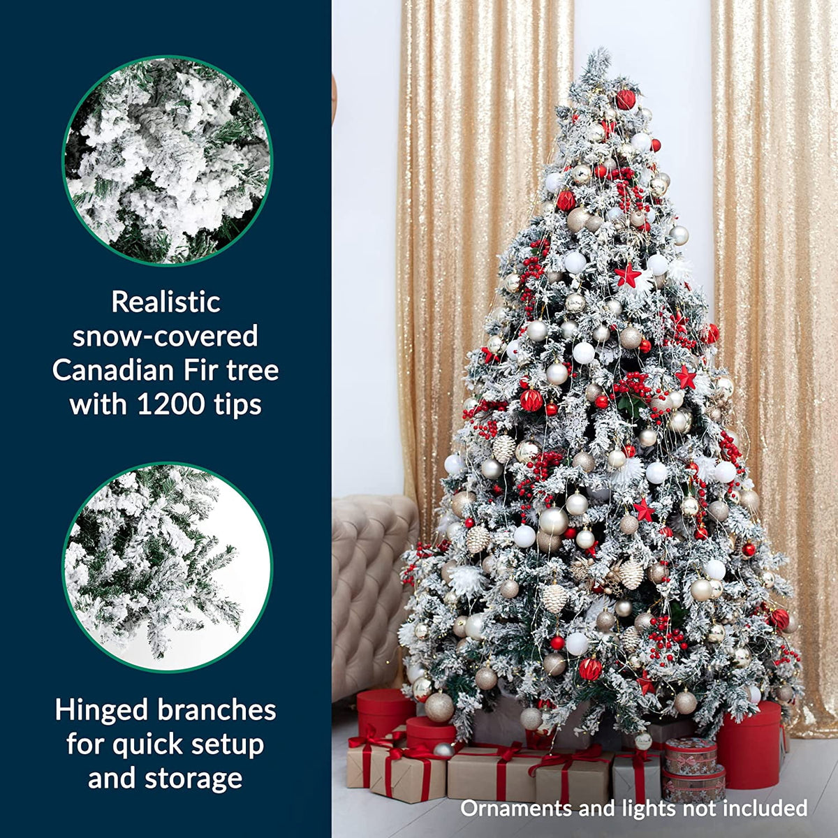 Prextex Christmas Tree Fully Decorated Pre-lit 6 Ft Pull Up Pop Up Out of Box Ready Minimal Assembly Needed Holiday Decorations w/ 350 Warm Lights with Stand