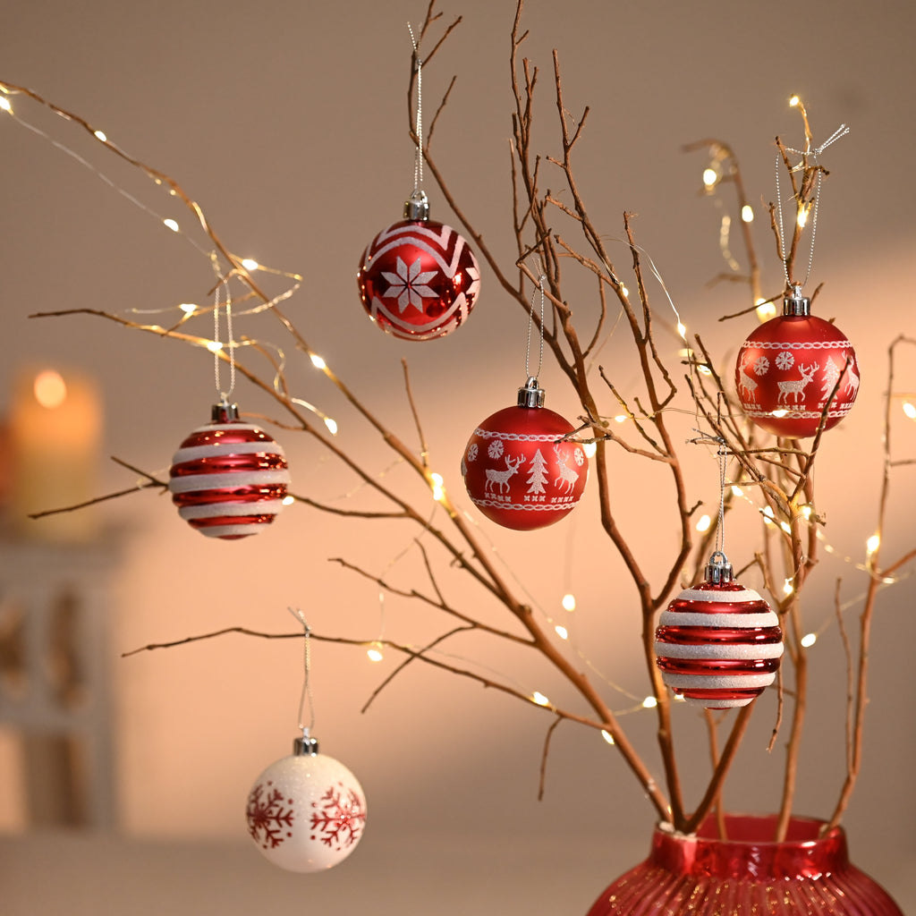 Valery Madelyn 24ct 2.36" Christmas Ball Ornaments, Red White Shatterproof Ornaments for Christmas Party Decor