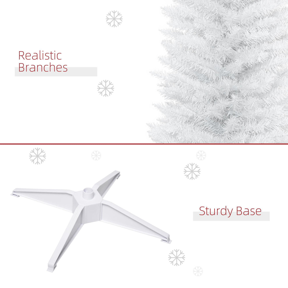 Kadyn Christmas Tree, Xmas Trees,6' Artificial Pencil Christmas Tree with 390 Realistic Branch Tips and Plastic Stand, Silver