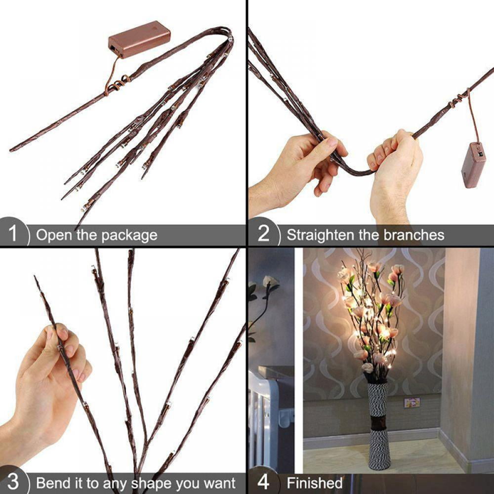 Nordic Style Simulation Tree Branches for Christmas Home Party Decoration Light Single 20 Lights (5pcs Branches)