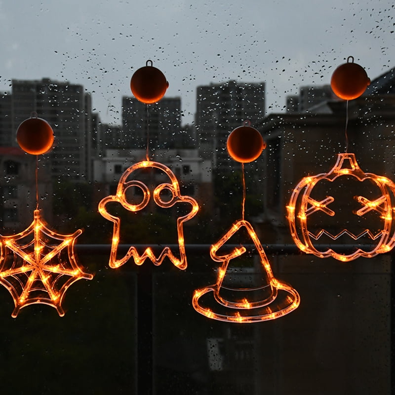 Halloween Window Lights Home Indoor LED Pumpkin Spider Ghost LED Sucker Lamp 2024 Halloween Party Hanging Decoration Kids Favors