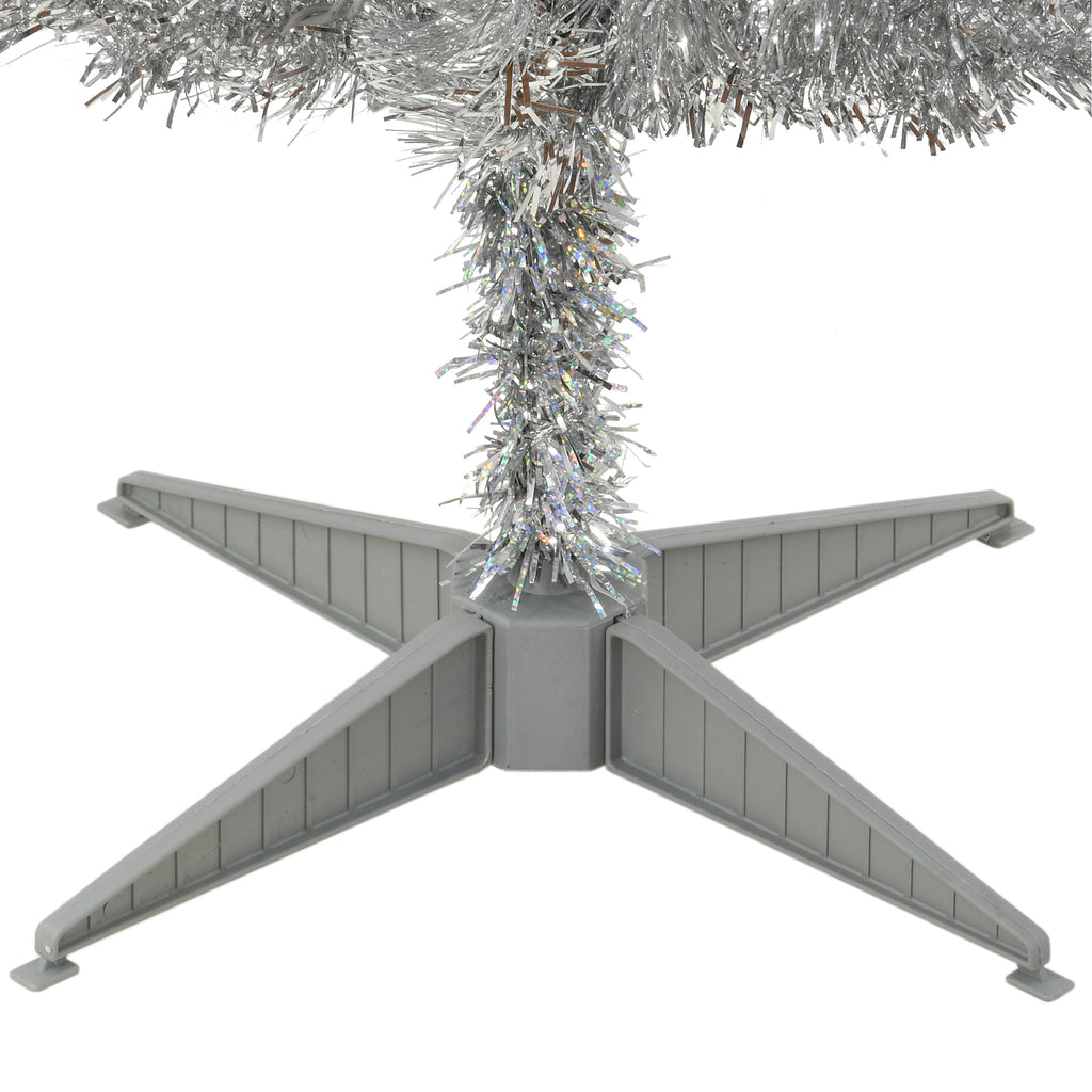 National Tree Company 4 ft. Pre-Lit Artificial Silver Tinsel Christmas Tree, Clear Lights, Includes Stand