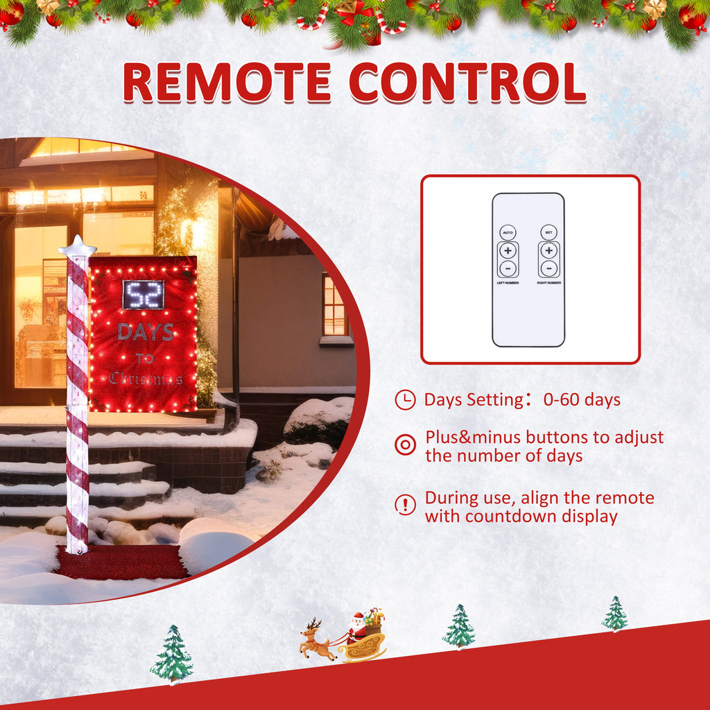 VEIKOUS 5ft Lighted Countdown to Christmas Sign W/125 LED Lights and Remote Control for Christmas Decoration