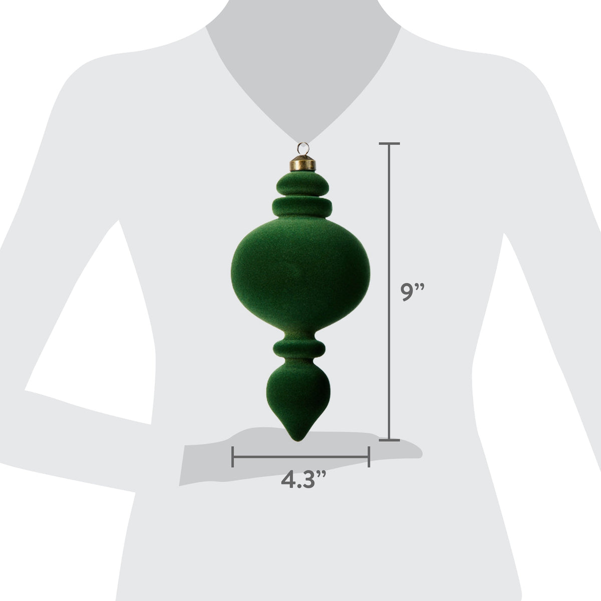 My Texas House 3-Count Green Velvet-Feel Shatterproof Christmas Ornaments