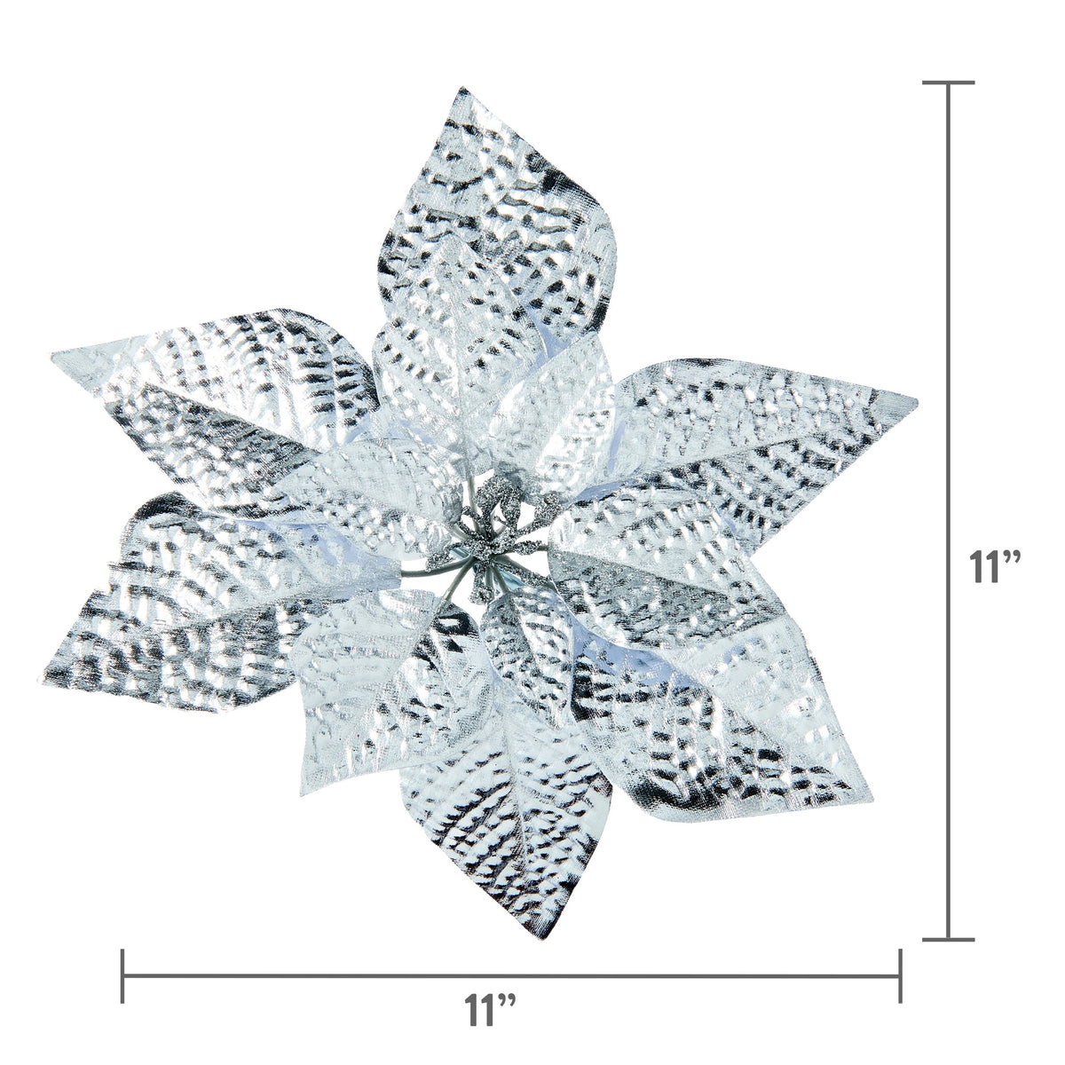 Silver Poinsettia Christmas Clip Ornament, 11", by Holiday Time
