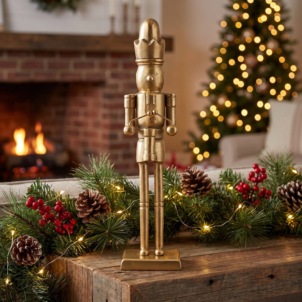 Metal Nutcracker Christmas Decoration, Gold, 14.5", by Holiday Time
