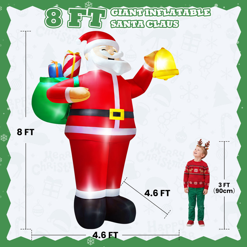 Yexmas 7FT Christmas Inflatable Santa Claus with Photo Frame, Blow Up Santa Claus Xmas Decorations for Outdoor Indoor, Built-in LED Light for Yard Gardern Lawn