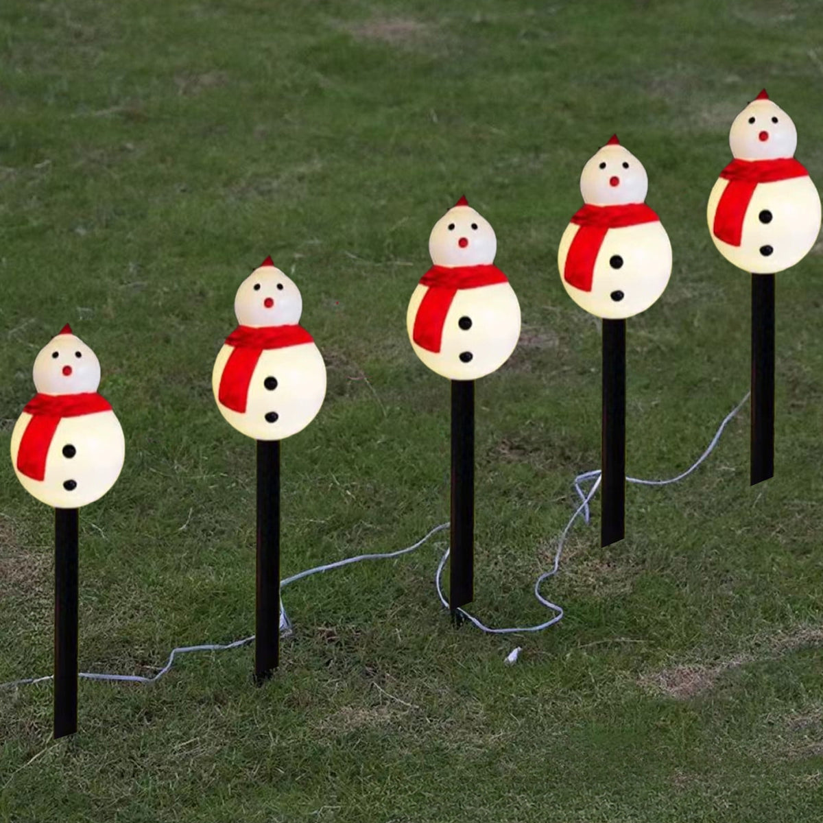 5pcs 13.7in Outdoor Christmas Lights, CXALSSY C9 LED Solar Christmas Lights near Me, IP65 Waterproof Solar Outdoor Christmas Lights for House, XMAS Snowman Decorations