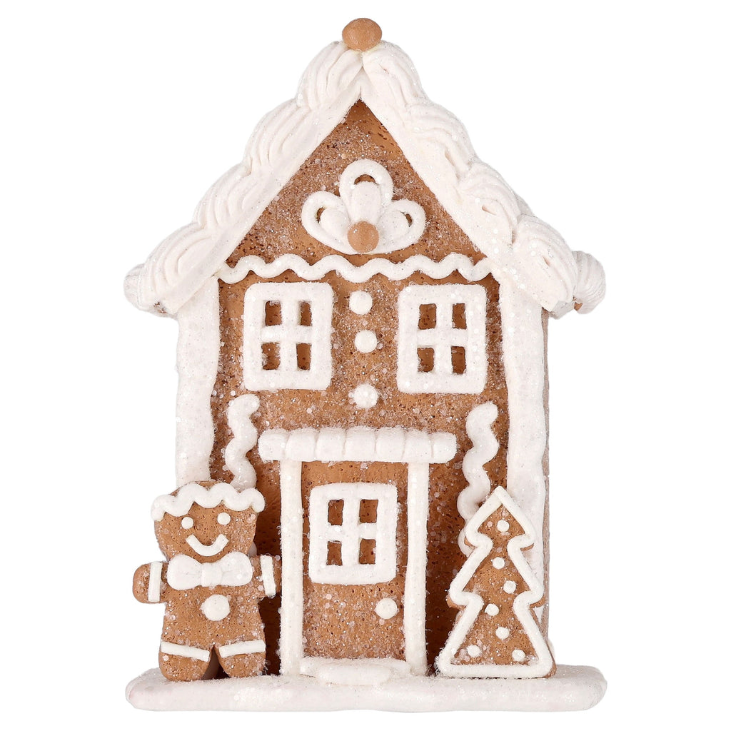 Clay Dough Gingerbread House Christmas Decoration, Brown and White, 5.3", by Holiday Time