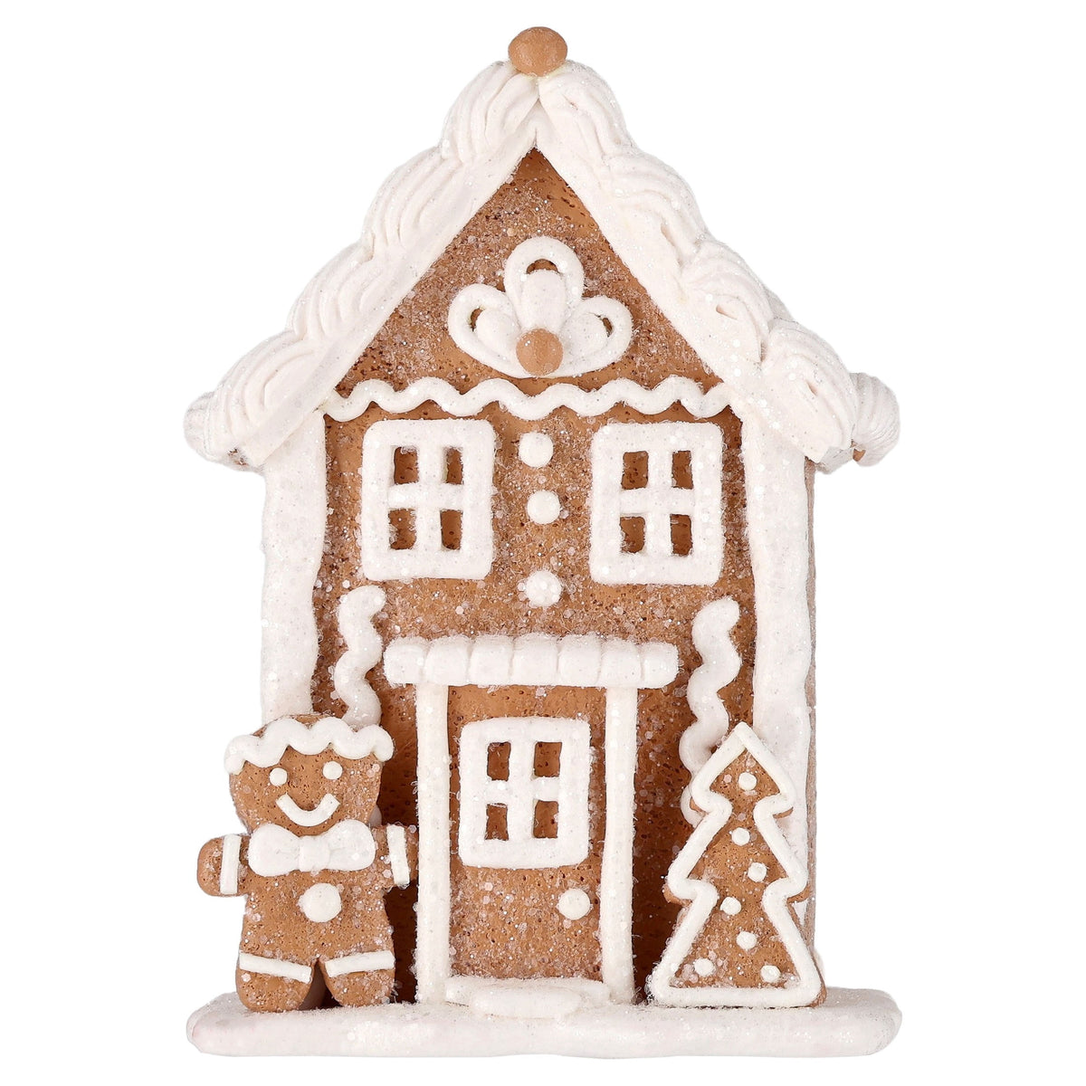 Clay Dough Gingerbread House Christmas Decoration, Brown and White, 5.3", by Holiday Time