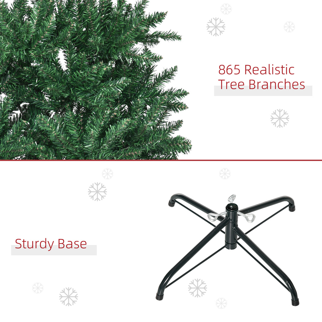 HOMCOM 8' Artificial Christmas Tree Holiday Home Décor, 618 Tips, Black