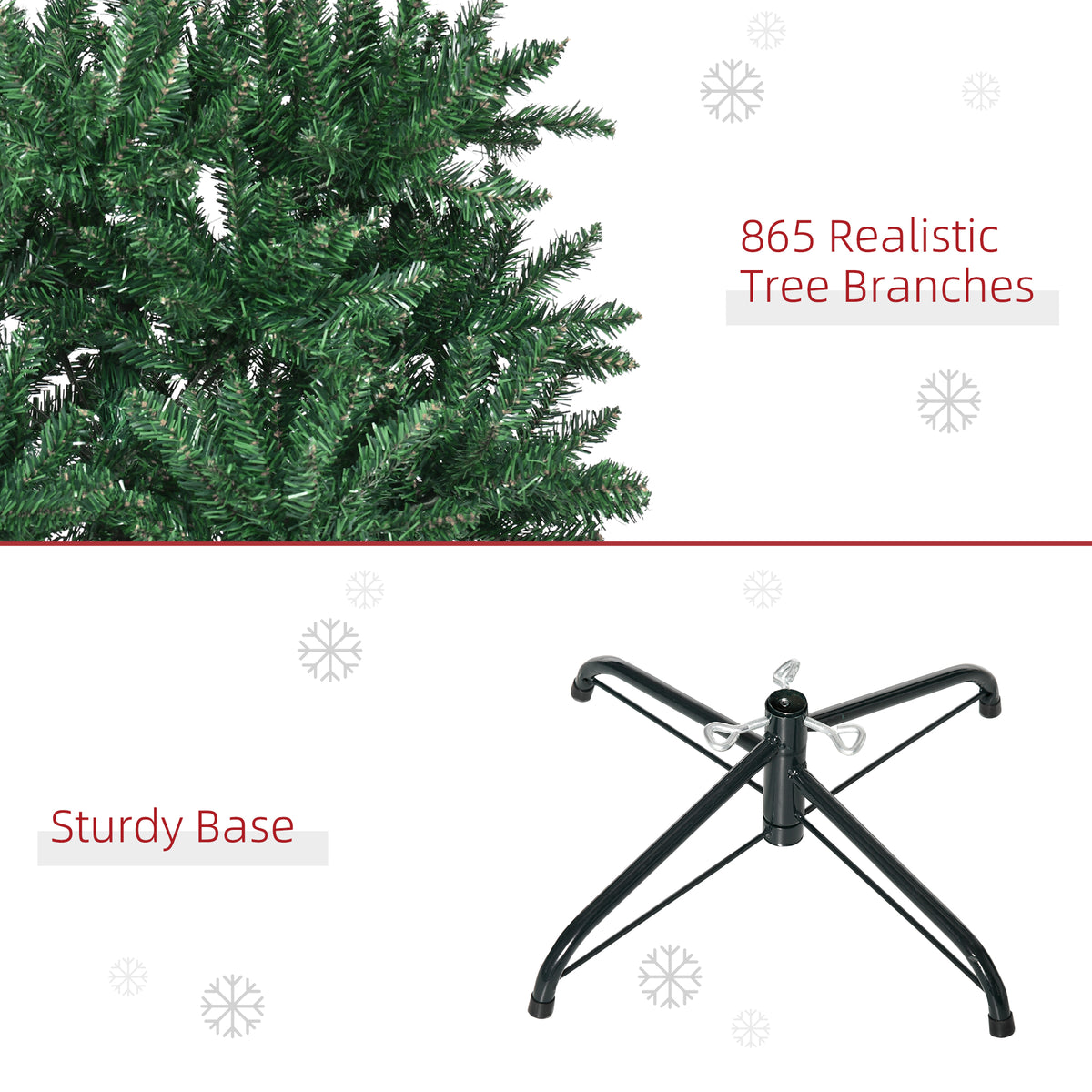 HOMCOM 8' Artificial Christmas Tree Holiday Home Décor, 618 Tips, Black