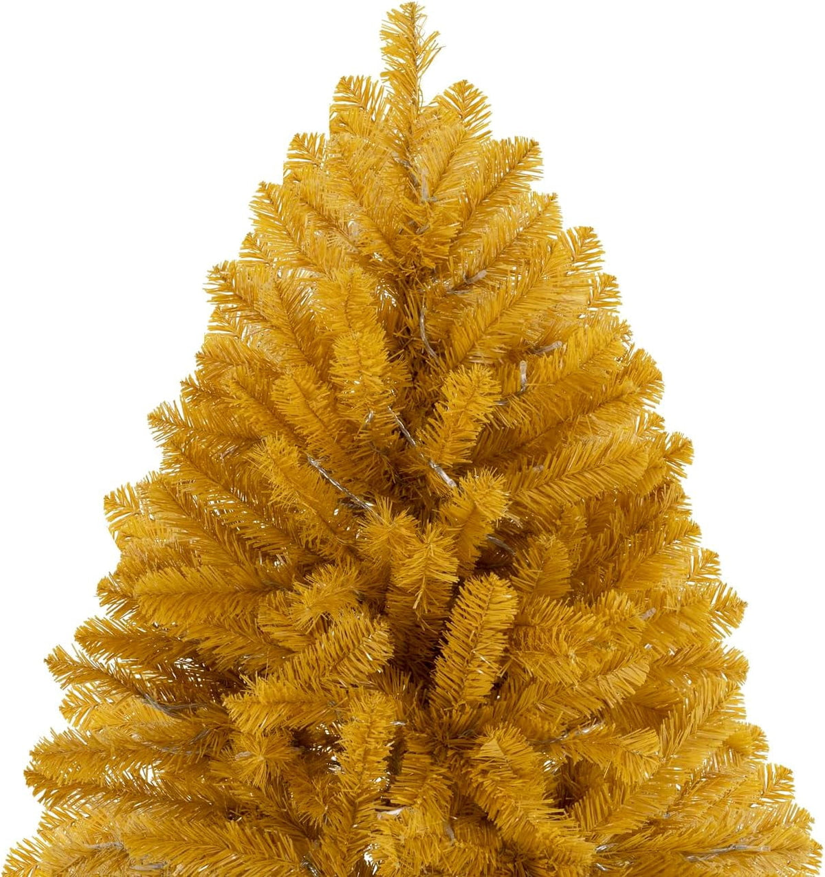 Naomi Home 7.5ft Gold Christmas Tree with Lights, Unique Colored Christmas Tree Prelit with 1412 Branch Tips, 600 Warm Lights and Metal Stand, Aritificial Christmas Tree