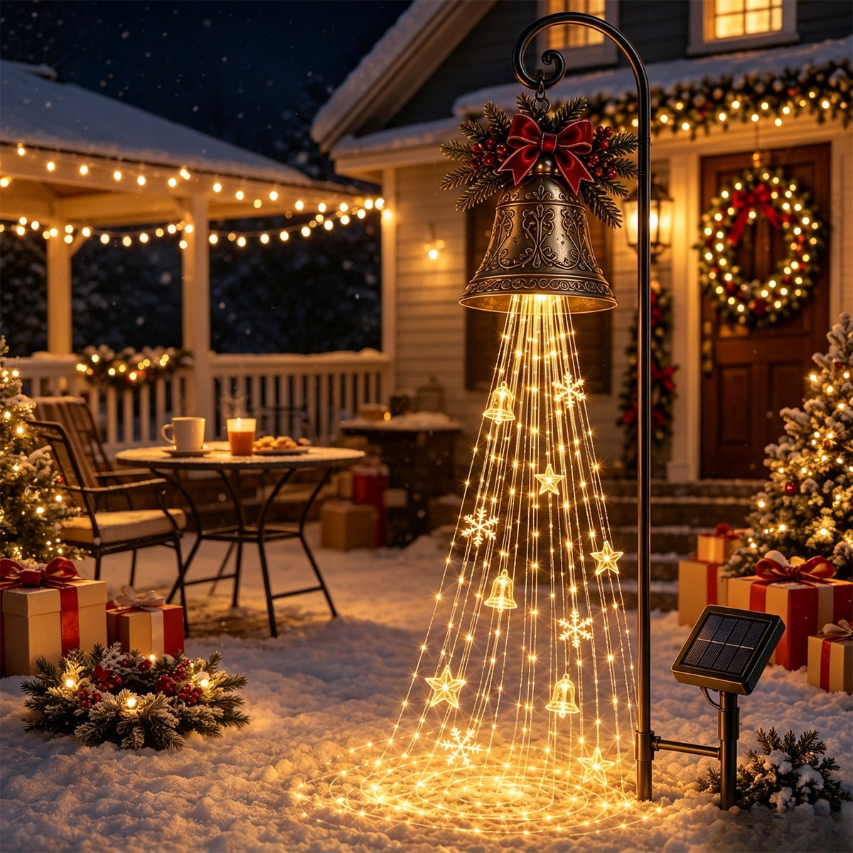 Luckky Christmas Bell Cascade Solar Yard Light, 39.37 Inch Warm White Cascading Bell Garden Stake Light, Solar‑Powered Outdoor Christmas Decor for Lawn, Garden, Pathway & Front Yard, 1 Pack