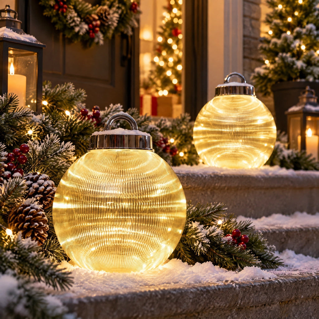 Indoor/Outdoor Giant LED Ornament Christmas Lights with 50 LED Lights, Warm White, Set of 2, by Holiday Time