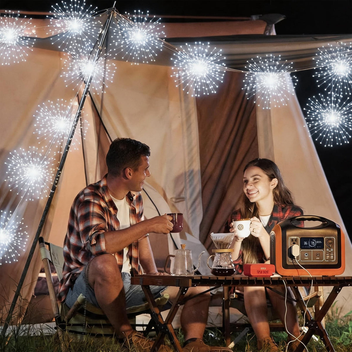 5-Pack LED Firework Lights, 450 LED Starburst String Lights with 8 Modes, Plug In Waterproof Fairy Christmas Lights for Garden Patio Indoor Outdoor Decor, Cool White