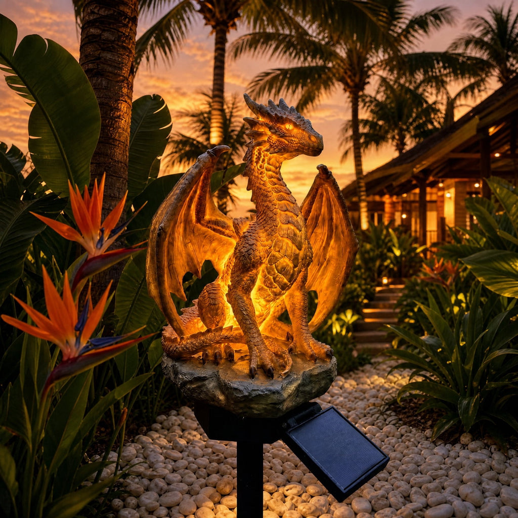 Clearance! Solar Dragon Garden Statue Light, Dragon Solar Light Outdoor Decor, Fantasy Dragon Lamp with LED Glow, Solar Powered Garden Statue for Yard Patio Lawn Pathway Halloween Garden Decor