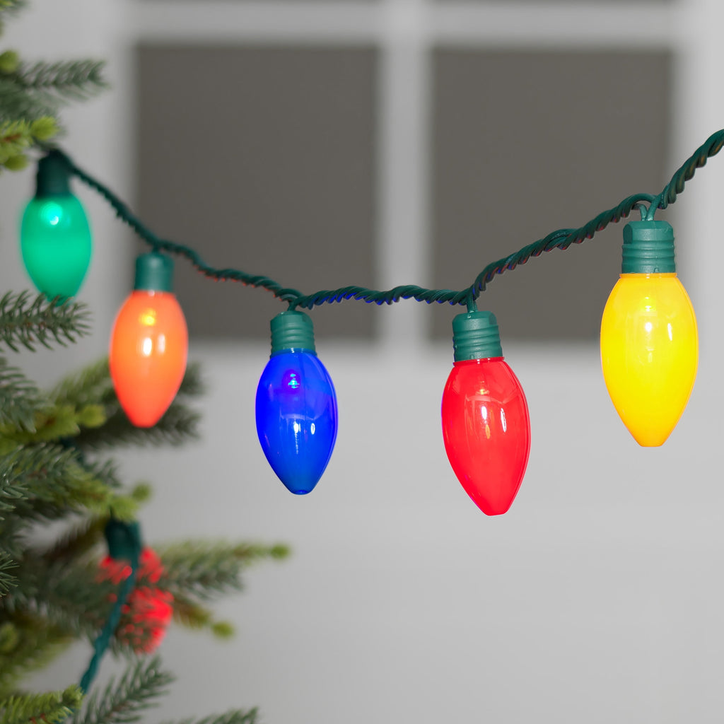 Indoor/Outdoor 100-Count LED Smooth C9 Christmas String Lights, Multicolor, Green Wire, 57', by Holiday Time