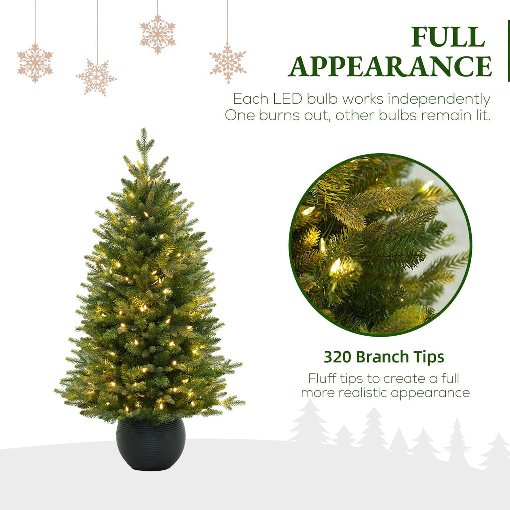 Vivatrees 3FT Potted Christmas Tree Pre-Lit with Warm White LED Lights Artificial Xmas Tree for Living Room Home Office Indoor Holiday Decoration