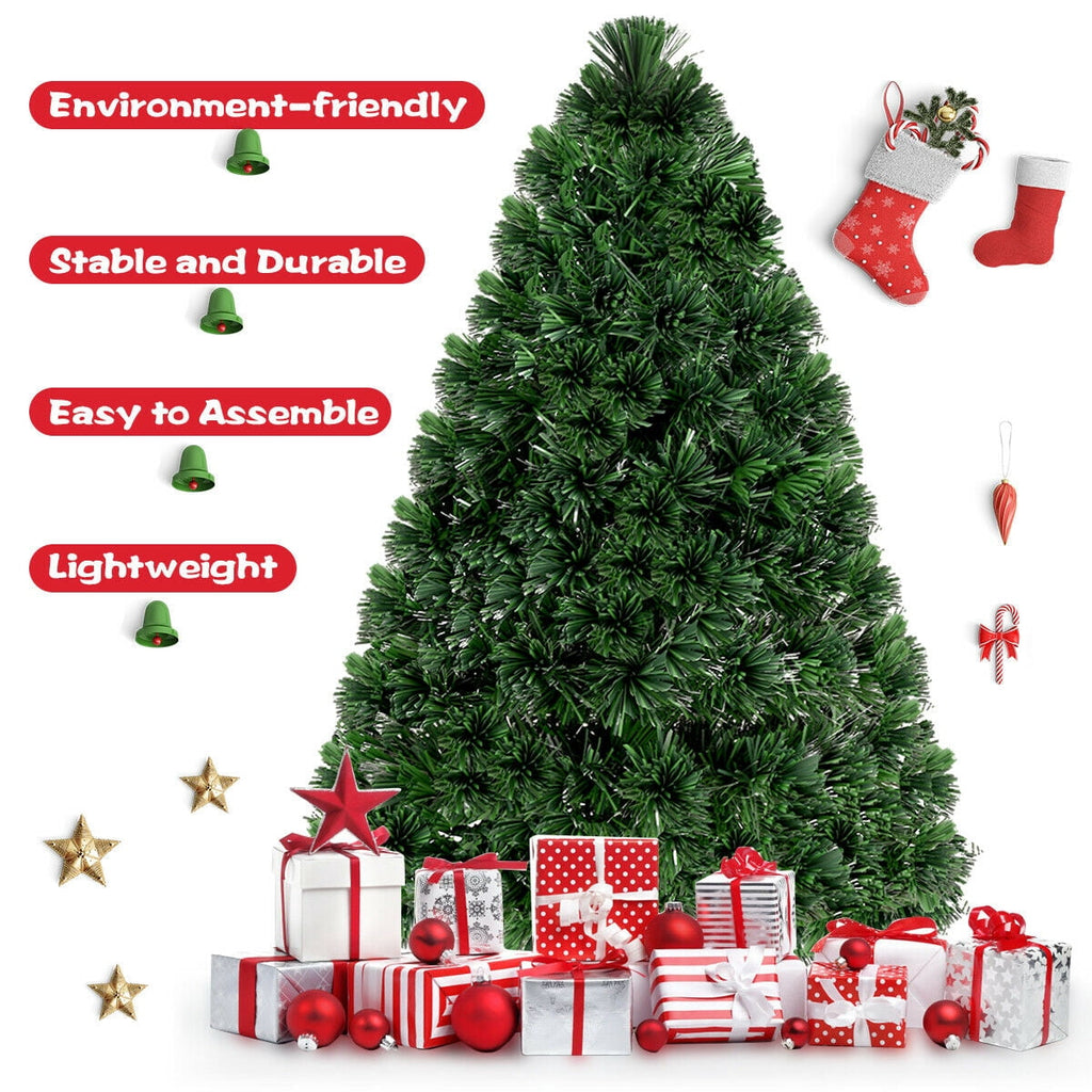 Gymax Fiber Optic 4'Artificial Christmas Tree PVC Material Metal Stand Holidy Decoration